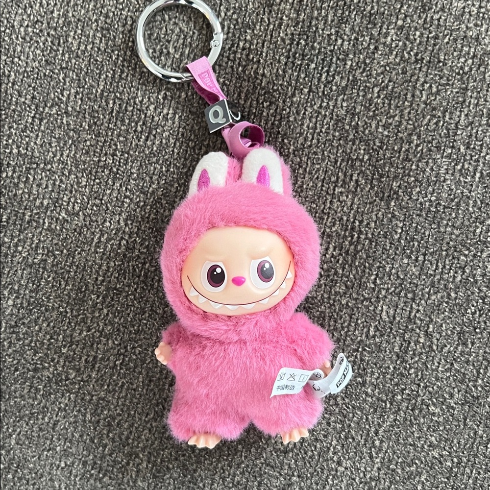 Pink labubu letter Q Keychain guaranteed authentic
